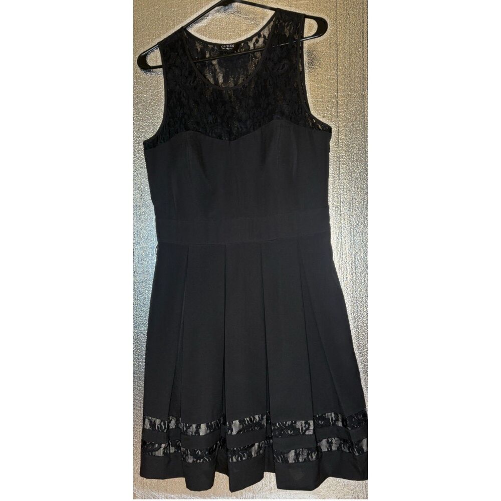 Guess Black Lace Fit & Flare Sleeveless Cocktail Dress Women's Size 12 Y2K